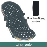 Seat Liner  to fit Mountain Buggy Pushchairs - Black Large Star Design